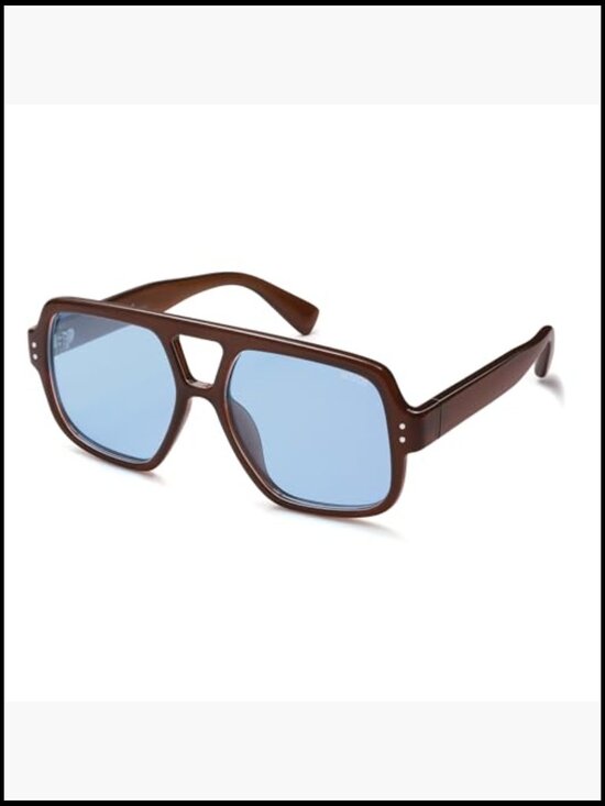Retro Square Polarized Aviator Sunglasses with UV400 Protection main image 5